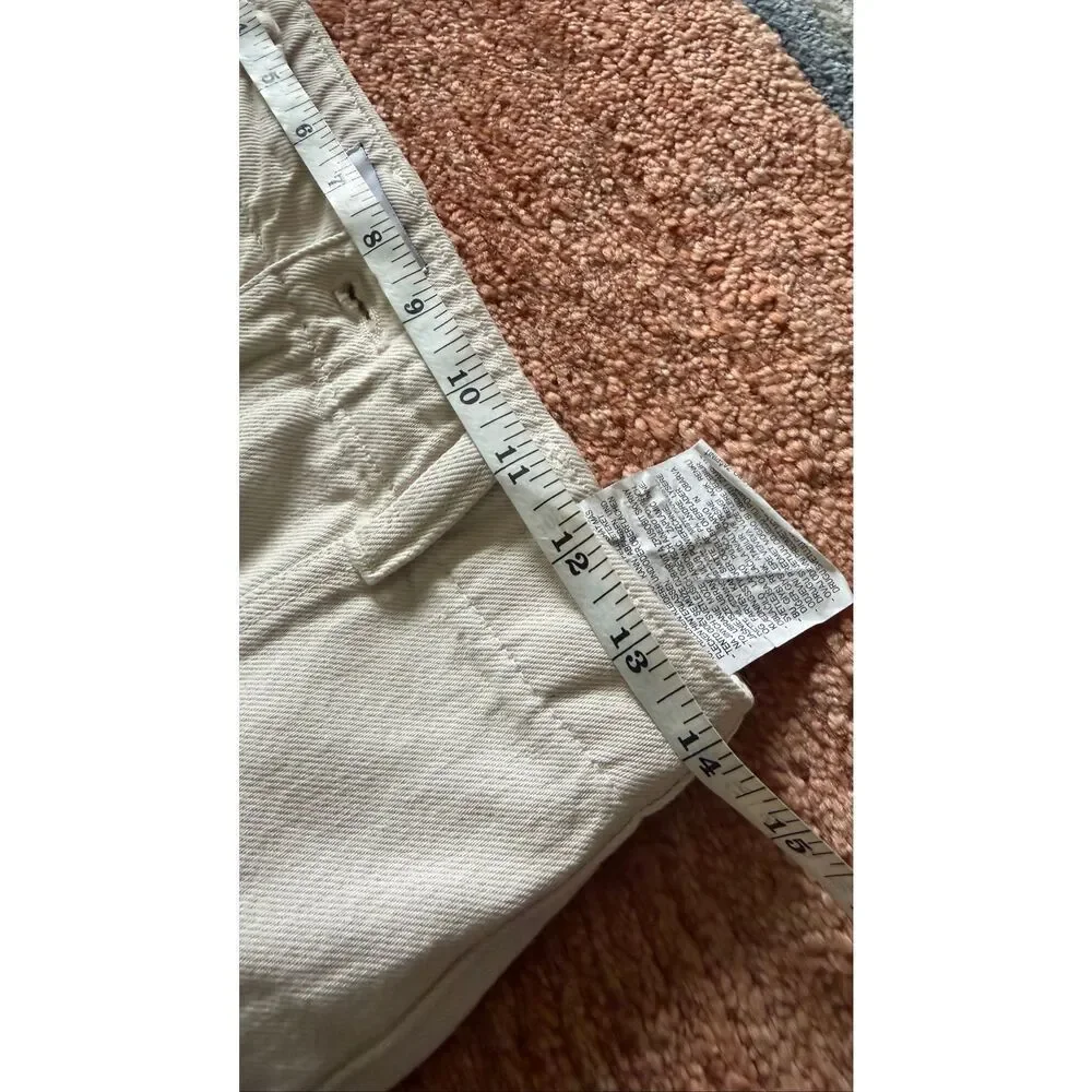 ZARA High Waisted Denim Midi Skirt Cream Slit Size XS - Picture 7 of 8